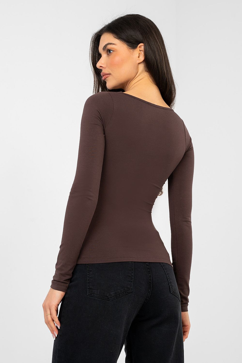 Bluzka Model RV-BZ-A1193.26 Dark Brown - Rue Paris