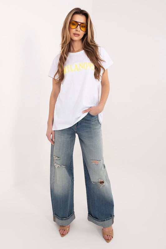 Tshirt Damski Model RV-TS-A1206.84 White/Yellow - Relevance