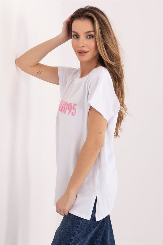 Tshirt Damski Model RV-TS-A1206.84 White/Pink - Relevance
