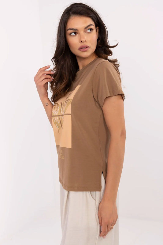   Tshirt Damski Model CLM-TS-1704.85 Light Brown - Factory Price 