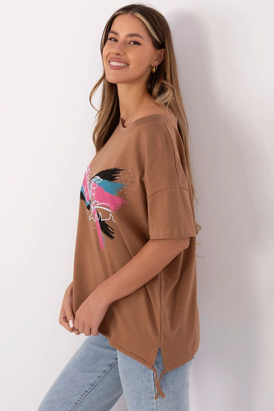   Tshirt Damski Model CLM-TS-1019.79 Light Brown - Factory Price 