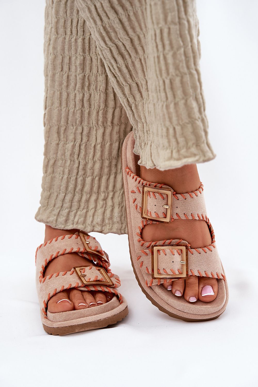  Sandał Klapki Model Visley G474 Beige - Step in style 