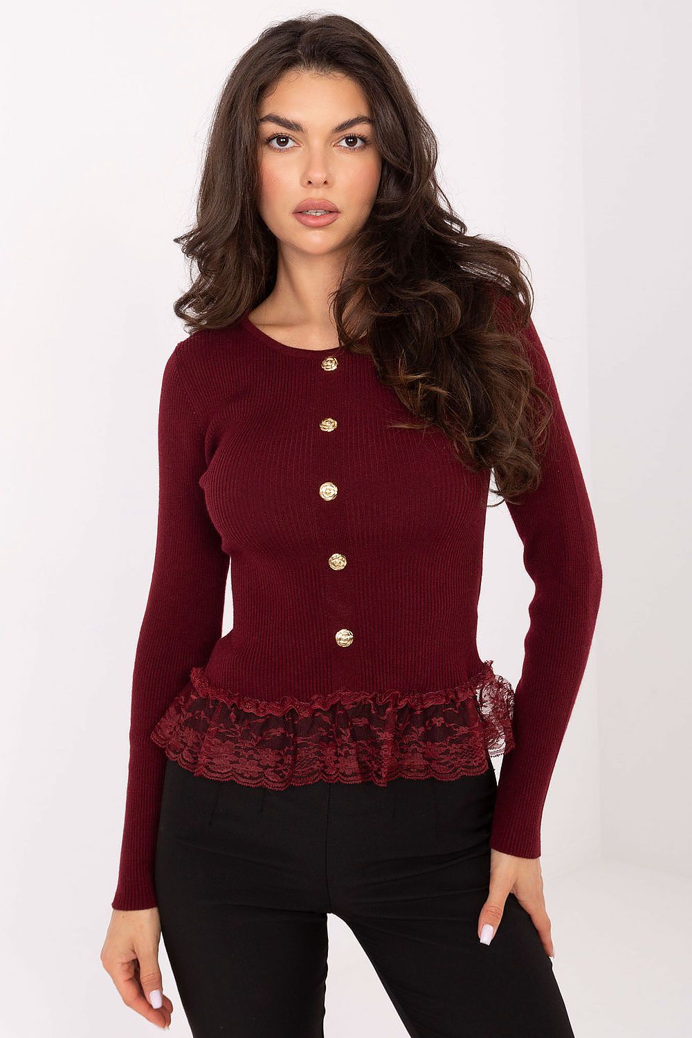  Sweter Damski Model PM-SW-YIS1027.85 Bordo - Factory Price 