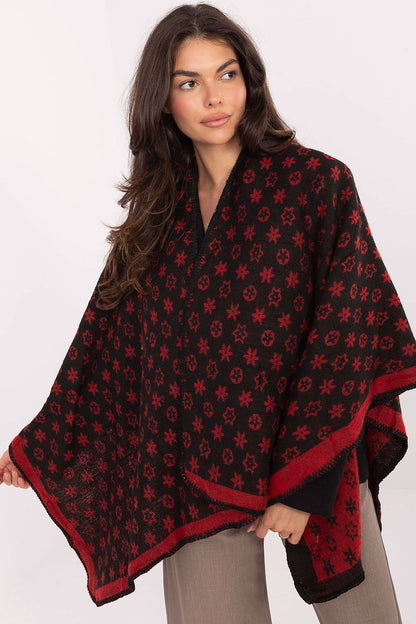  Sweter Ponczo Model AT-PN-7661.89 Black/Red - Factory Price 