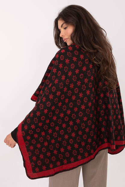  Sweter Ponczo Model AT-PN-7661.89 Black/Red - Factory Price 