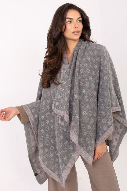  Sweter Ponczo Model AT-PN-7661.89 Grey/Pink - Factory Price 
