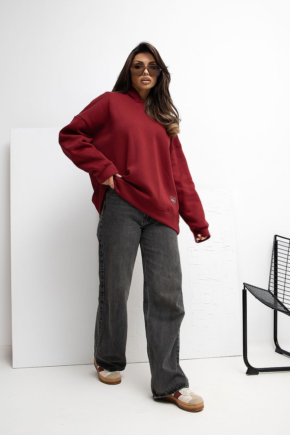   Bluza Damska Model RV-BL-A1037.12 Bordo - Rue Paris 