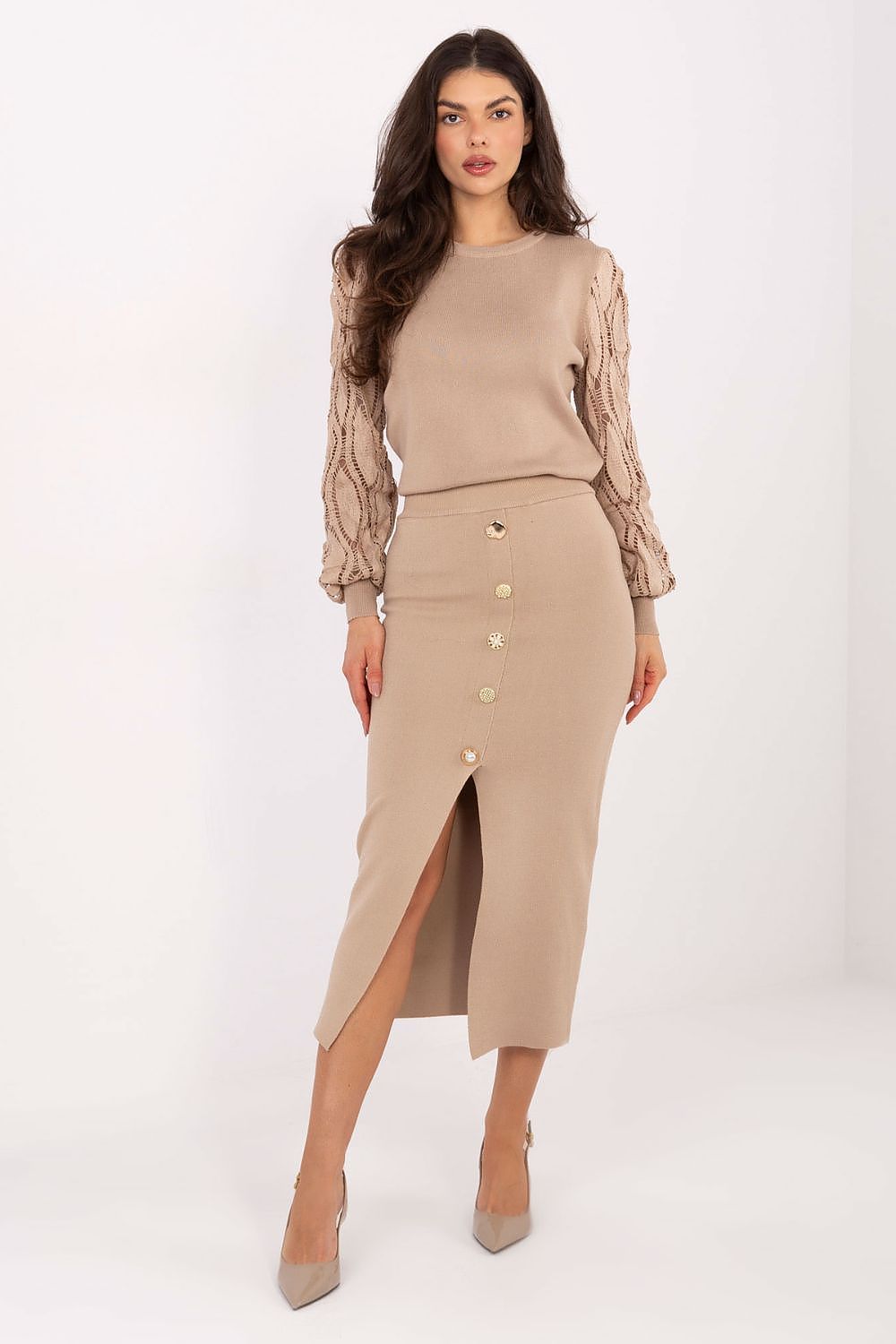  Spódnica Model PM-SD-YIS1059.71 Dark Beige - Factory Price 