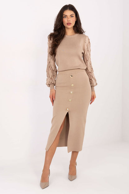  Spódnica Model PM-SD-YIS1059.71 Dark Beige - Factory Price 