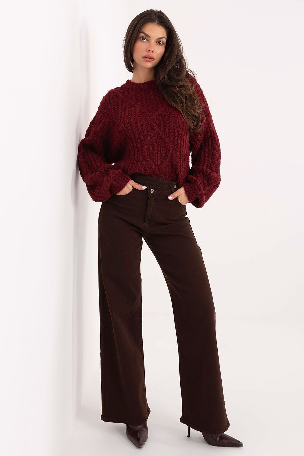  Spodnie Jeansy Damskie ModelVM-SP-ST6005-5.65 Dark Brown - Factory Price 