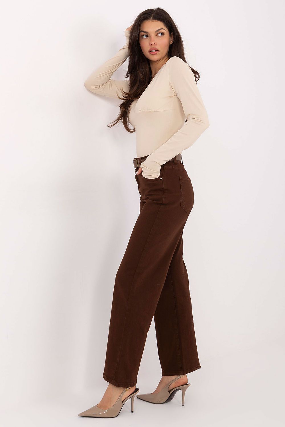  Spodnie Jeansy Damskie Model VM-SP-BQ9621-60.84 Brown - Factory Price 