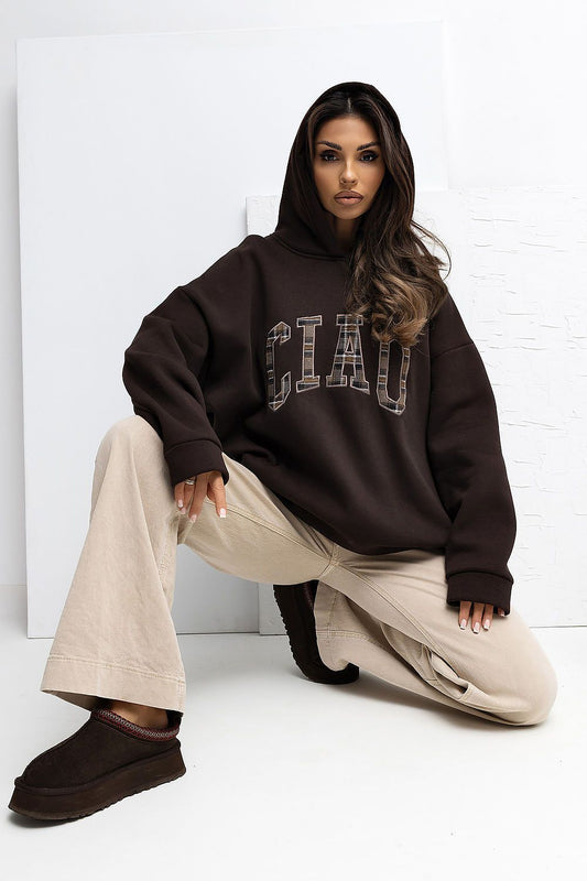   Bluza Damska Model RV-BL-A1039.22 Dark Brown - Rue Paris 