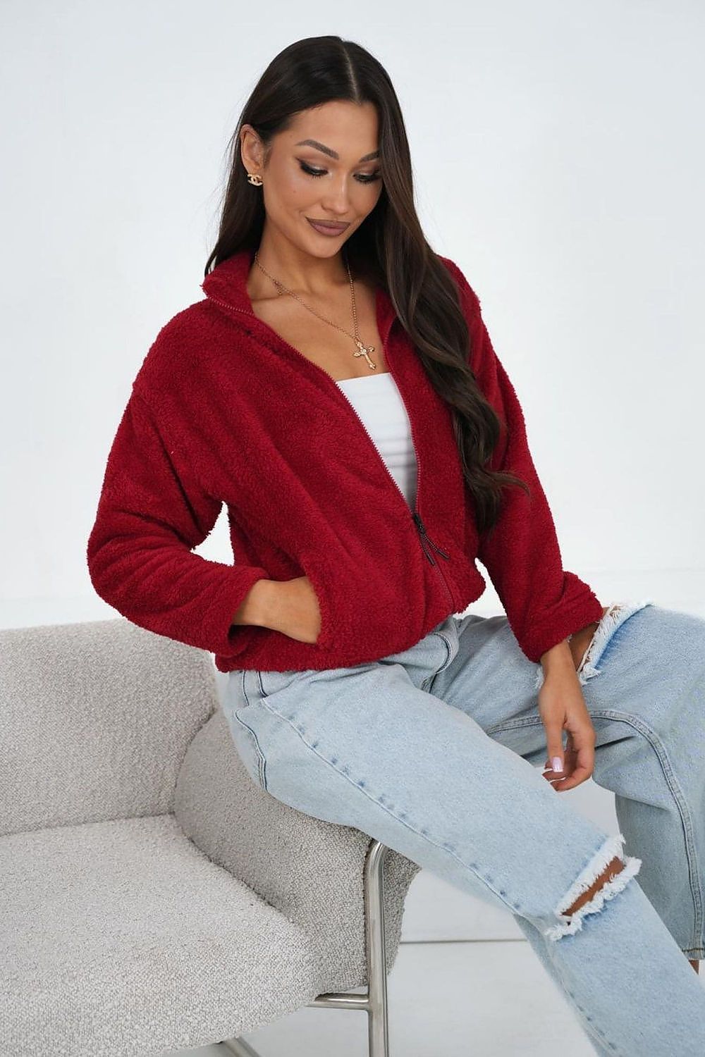   Bluza Damska Model CS-BL-BT1033.04 Dark Red - Factory Price 