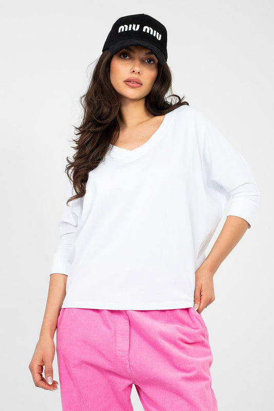   Bluzka Model RV-BZ-A1186.89 White - Rue Paris 