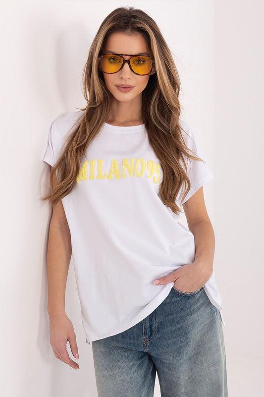   Tshirt Damski Model RV-TS-A1206.84 White/Yellow - Relevance 
