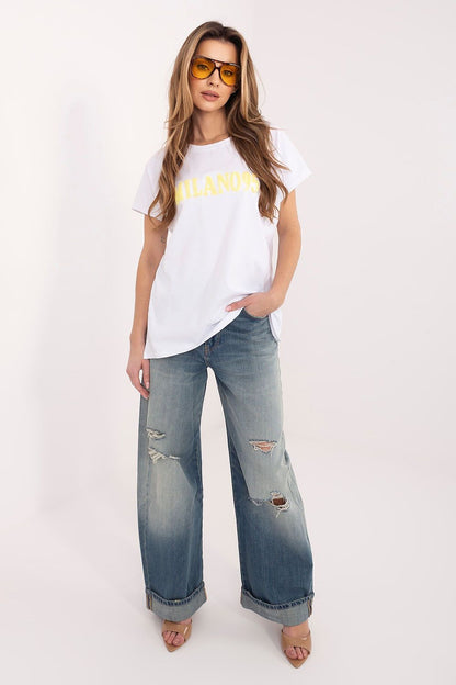   Tshirt Damski Model RV-TS-A1206.84 White/Yellow - Relevance 