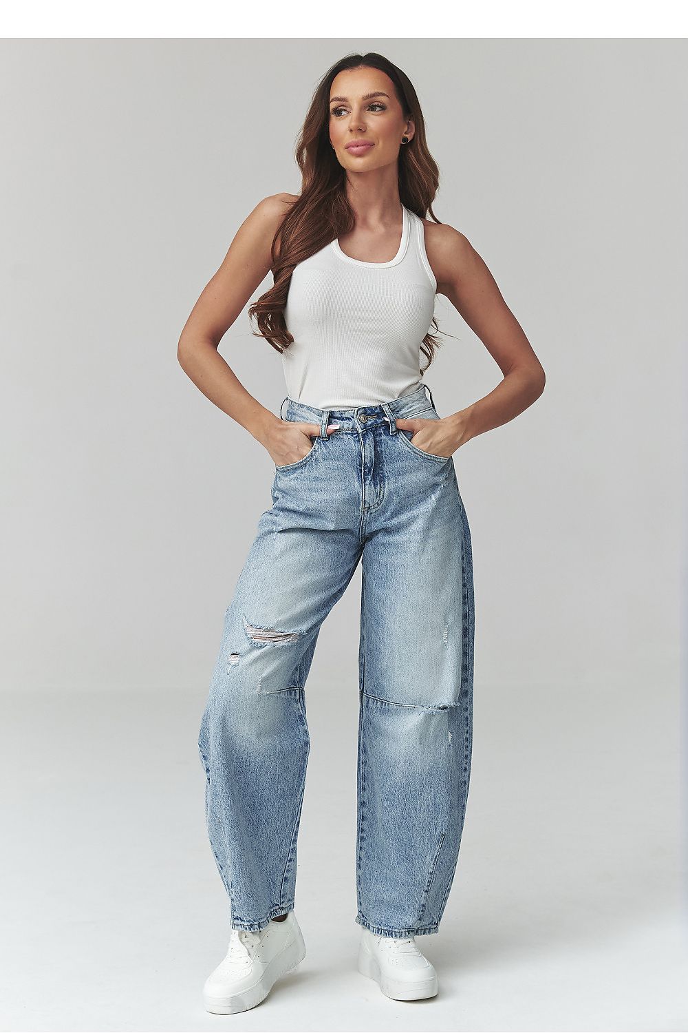 Spodnie Jeansy Damskie Model C50 Denim - Makadamia 
