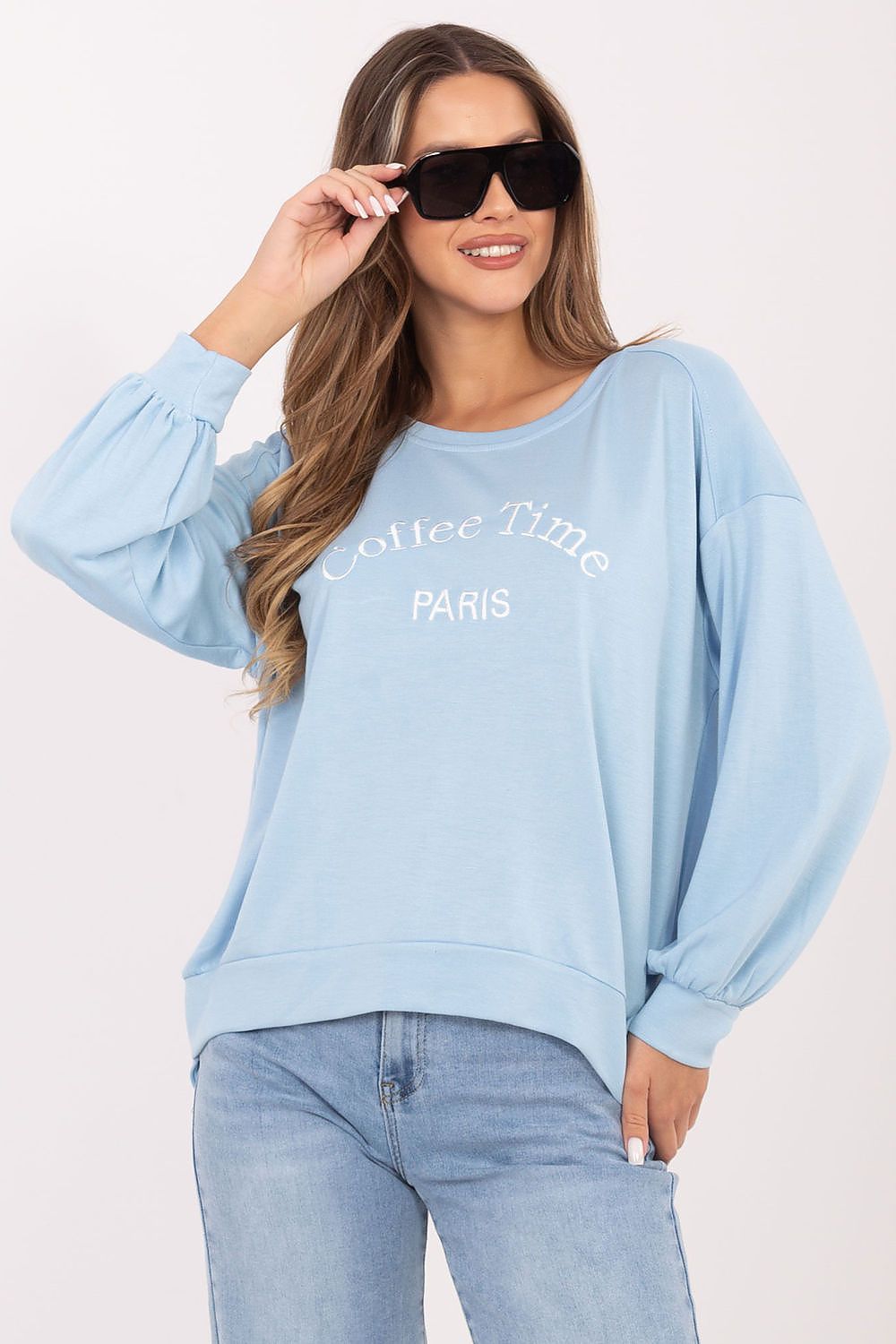   Bluza Damska Model RV-BL-A1220.11 Light Blue - Rue Paris 