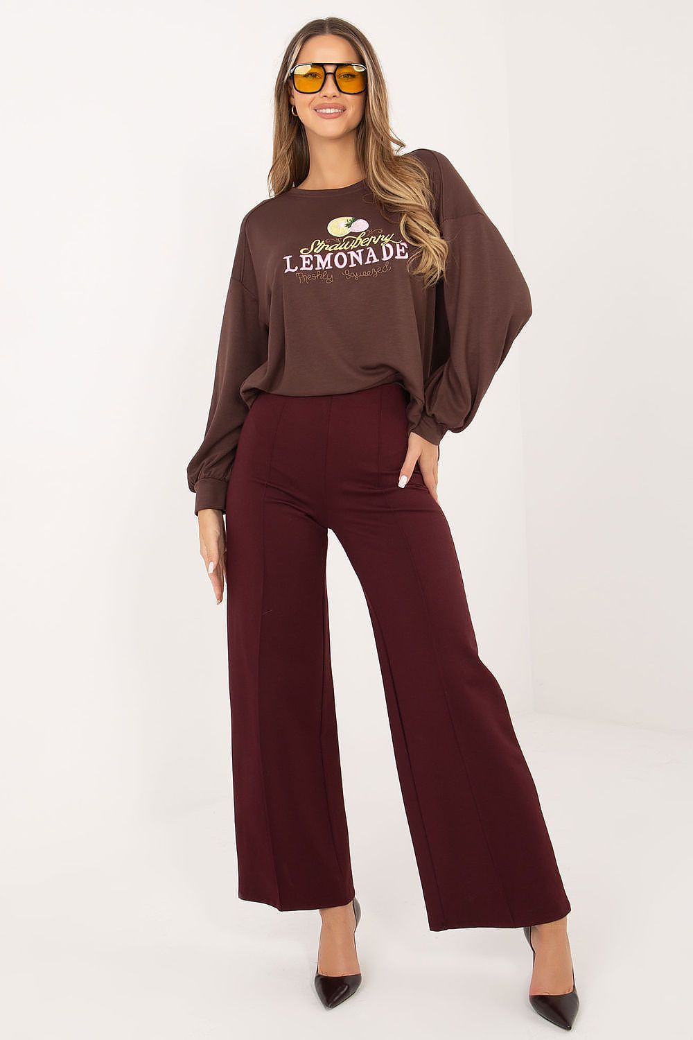   Bluza Damska Model RV-BL-A1218.11P Dark Brown - Rue Paris 