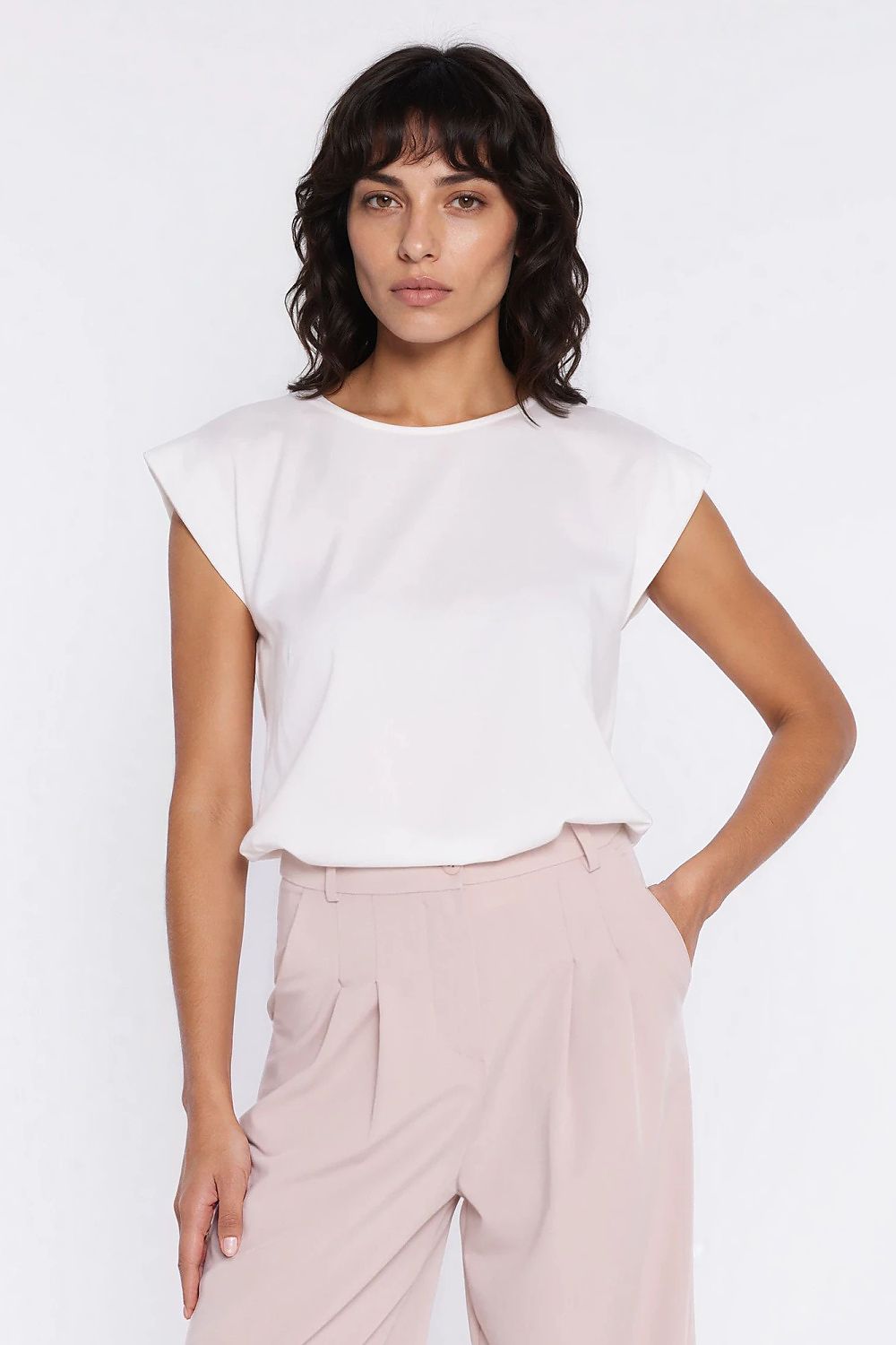   Bluzka z rękawem kimono B222 Ecru - Nife 
