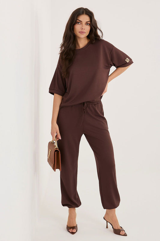  Spodnie Komplet Model RV-KMPL-A1290.94 Dark Brown - Rue Paris 