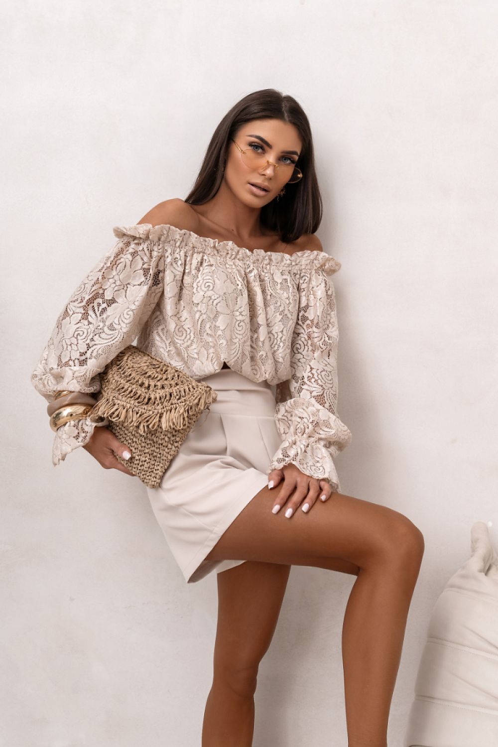   Bluzka Model Mia Koronka 562917421 Beige - LaBalancia 