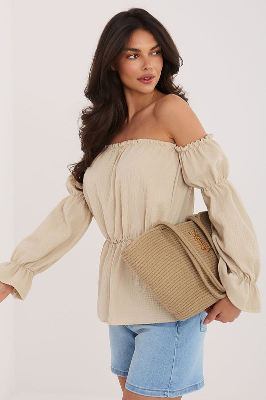   Bluzka Model MI-BZ-M682.92 Beige - Italy Moda 
