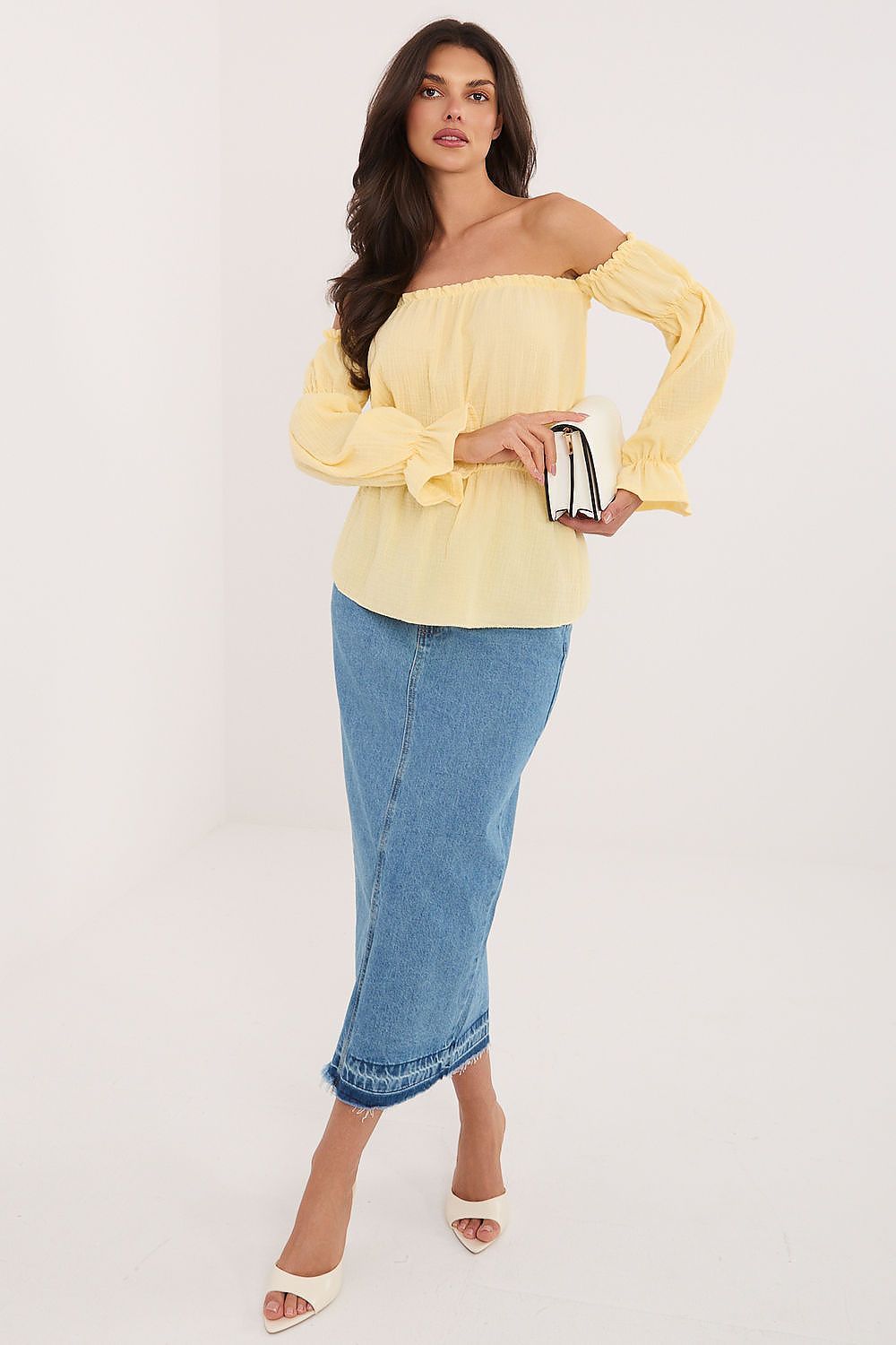  Bluzka Model MI-BZ-M682.92 Light Yellow - Italy Moda 