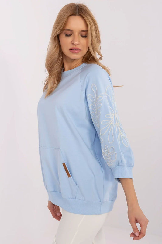   Bluza Damska Model RV-BL-A367-1.18P Light Blue - Rue Paris 