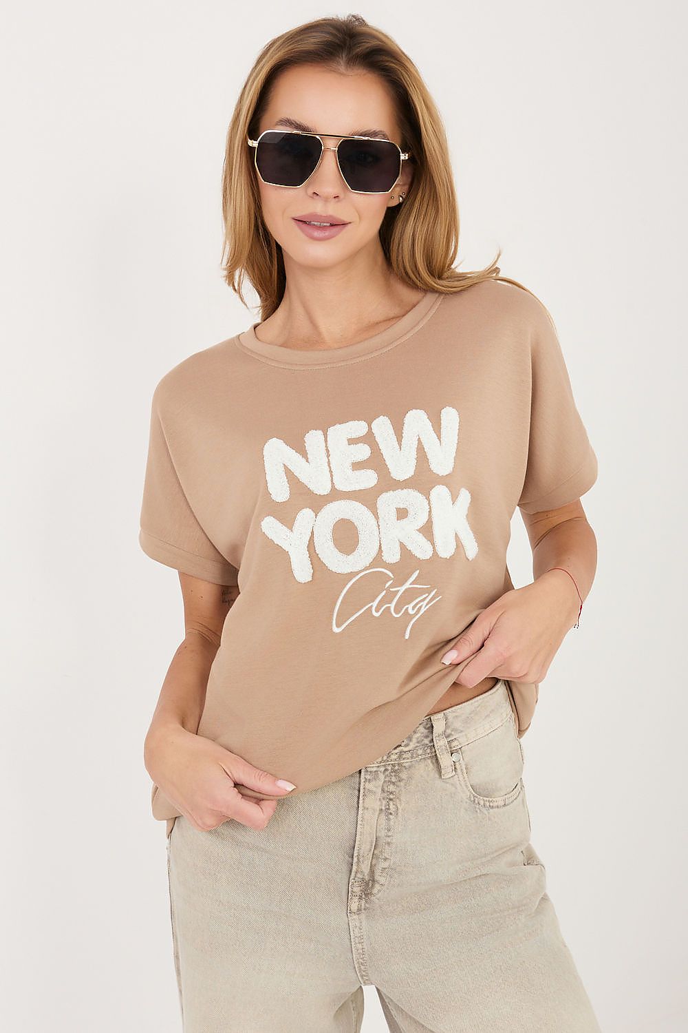   Bluzka Model RV-BZ-A1262.00 Dark Beige - Rue Paris 