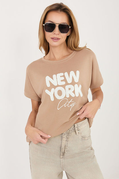   Bluzka Model RV-BZ-A1262.00 Dark Beige - Rue Paris 