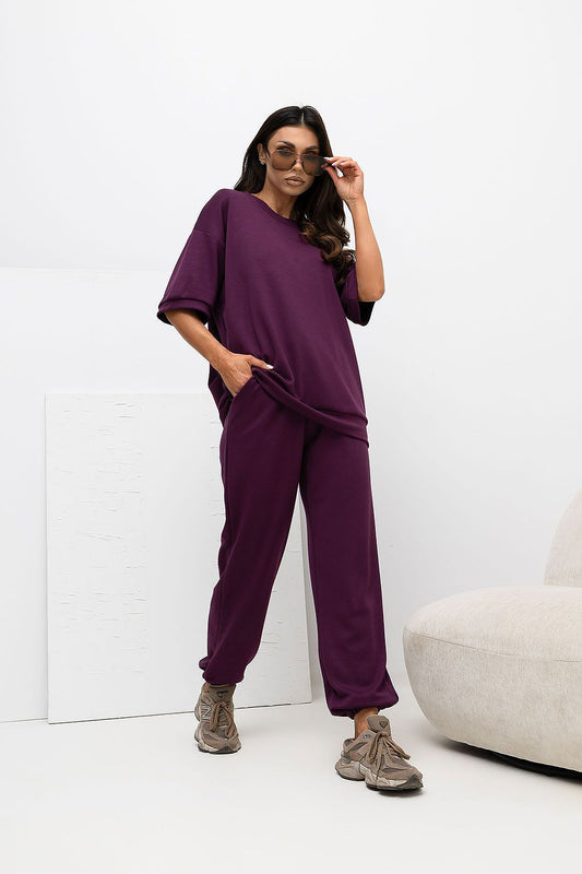  Spodnie Komplet Model RV-KMPL-A1290.94 Dark Violet - Rue Paris 