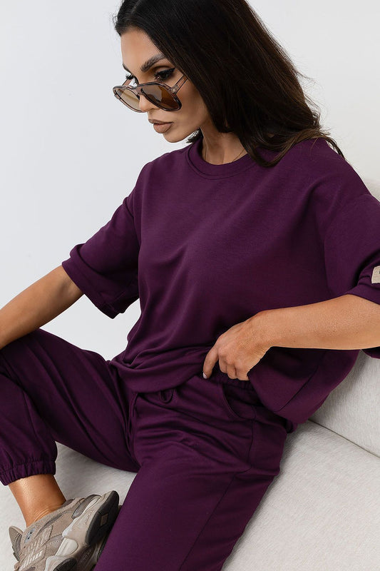 Spodnie Komplet Model RV-KMPL-A1290.94 Dark Violet - Rue Paris 
