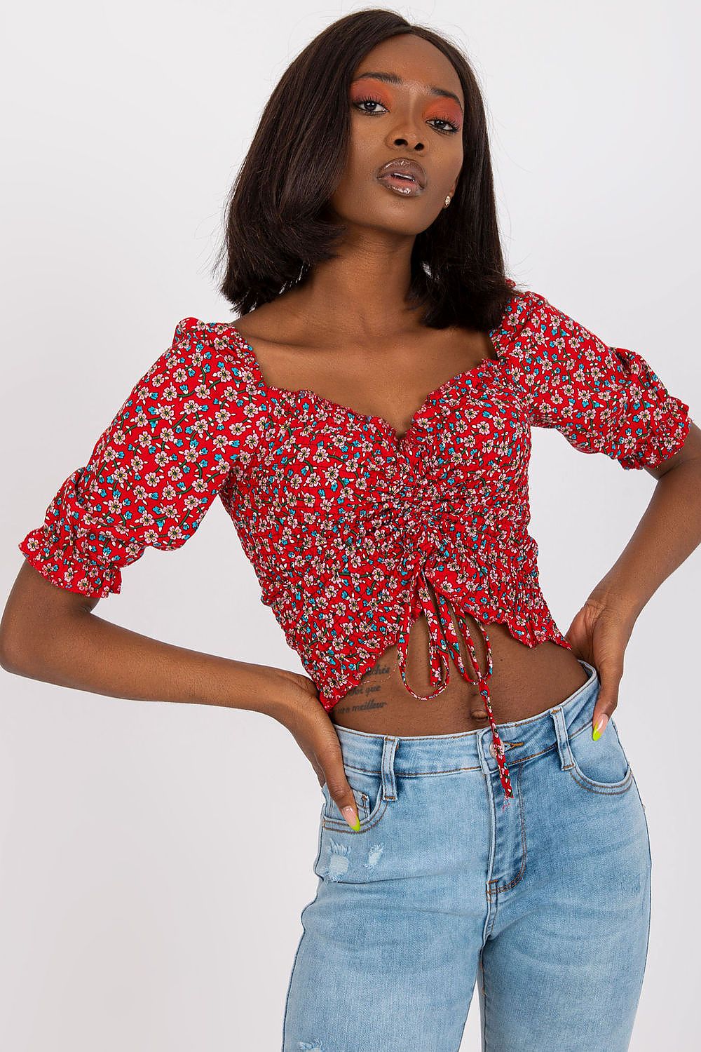   Bluzka Model RO-BZ-2516-13.11 Red - Rue Paris 